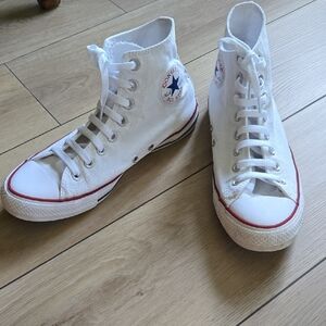 Converse All Star White High-Tops with Red Trim
